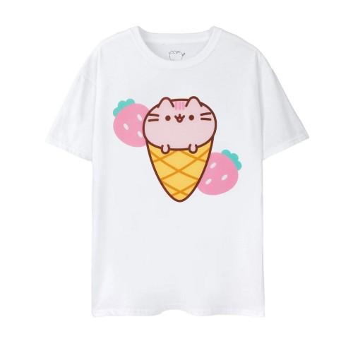 Pusheen Womens/Ladies Ice Cream T-Shirt L blanc
