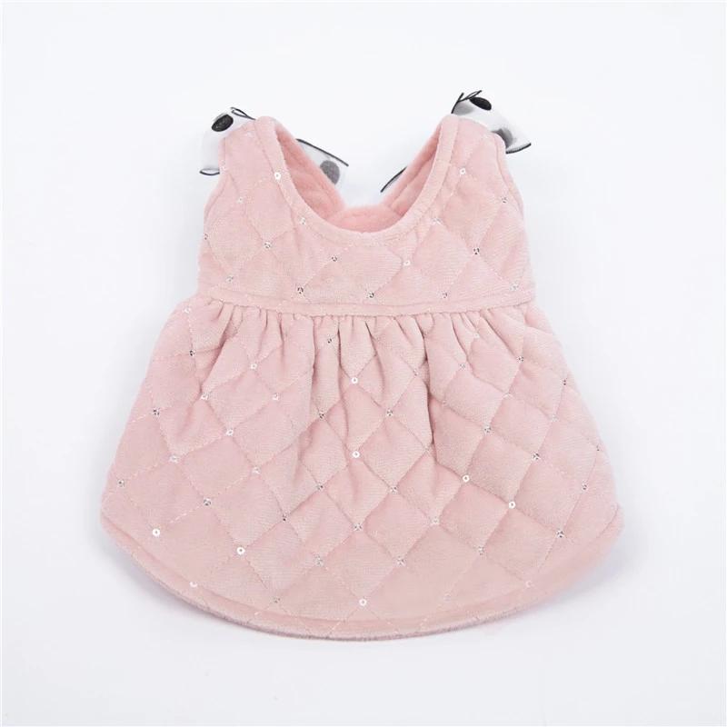 

Winter Dog Dress Wedding Party Dog Clothes Skirt Cat Chihuahua Yorkshire Terrier Pomeranian Maltese Poodle Bichon Pet Clothing XXS розовый