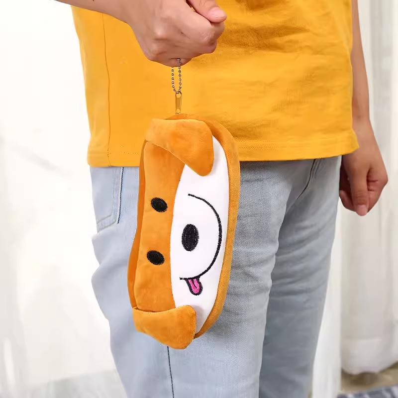 Korean Style Cartoon Animal & Fruit Plush Pencil Case - Cute, Large Capacity, Multi-functional Storage Bag for Students