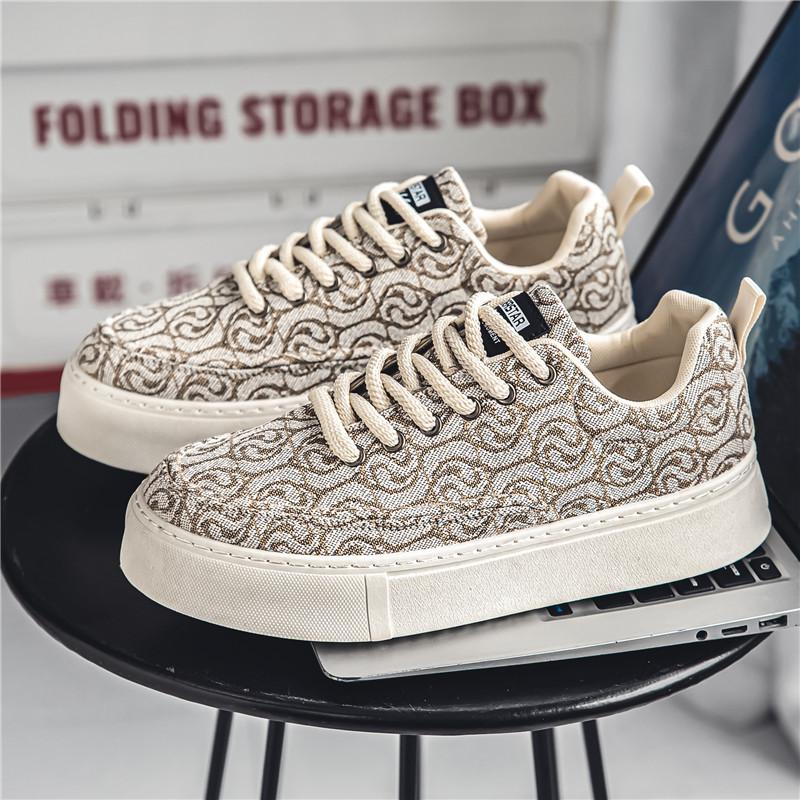 Men's shoes spring 2024 new casual shoes soft-soled sports board shoes canvas shoes Korean version versatile printed little white tide shoes