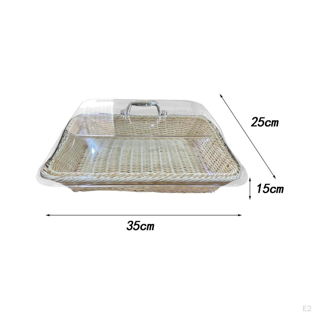 , Fruit Basket, Rustic Dustproof Food Imitation Rattan Woven Basket for Camping, Home,