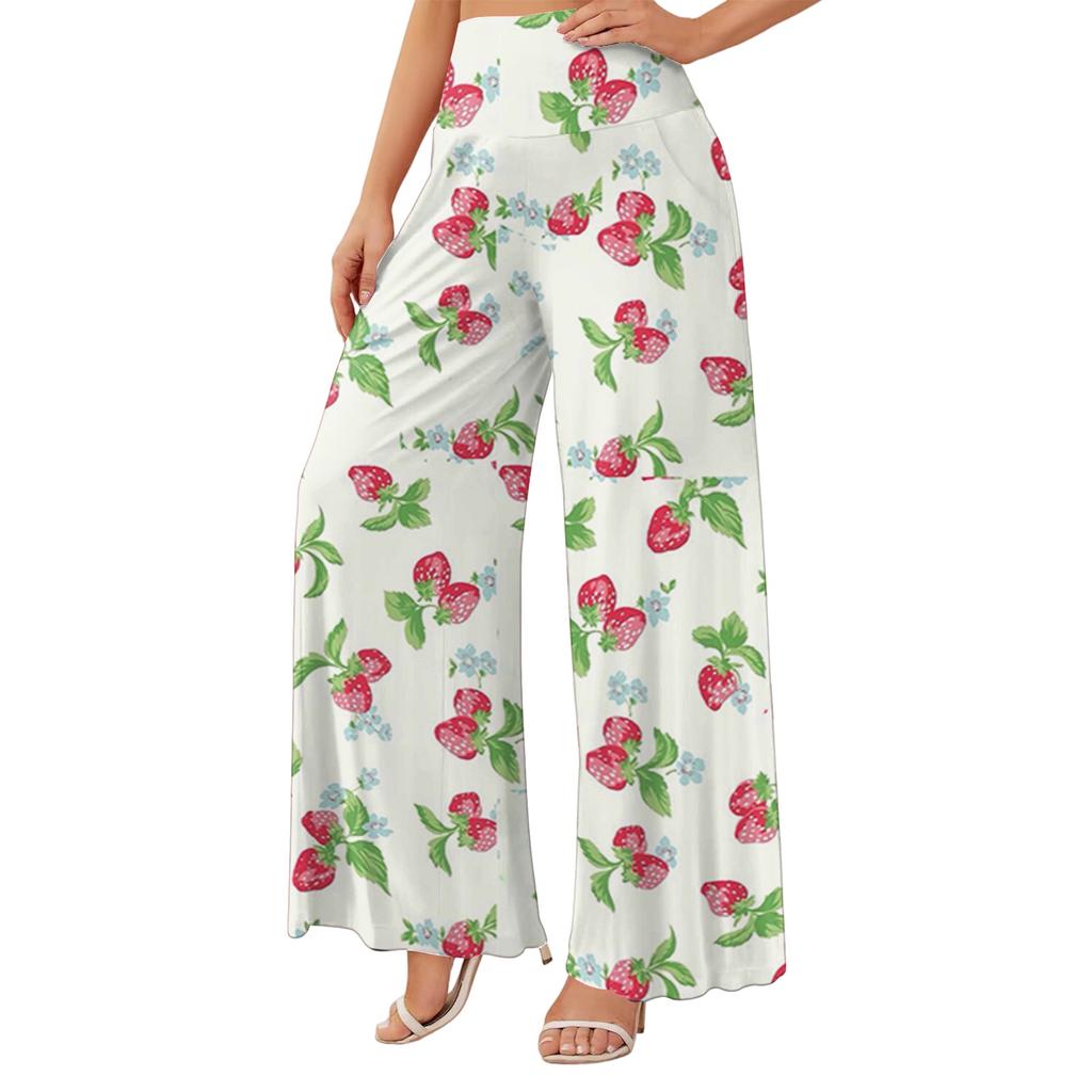 Women's High Waist Wide Leg Pants with Pockets Casual Flowy Palazzo Trousers for Daily Wear