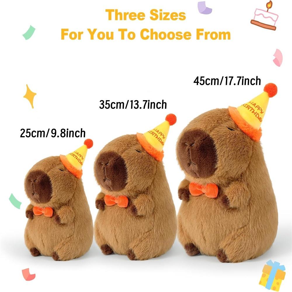 Cute Happy Birthday Capybara Plush Soft Capybara Stuffed Animal Soft Stuffed Toy Kawaii Birthday Gifts Party Decoration for Kids