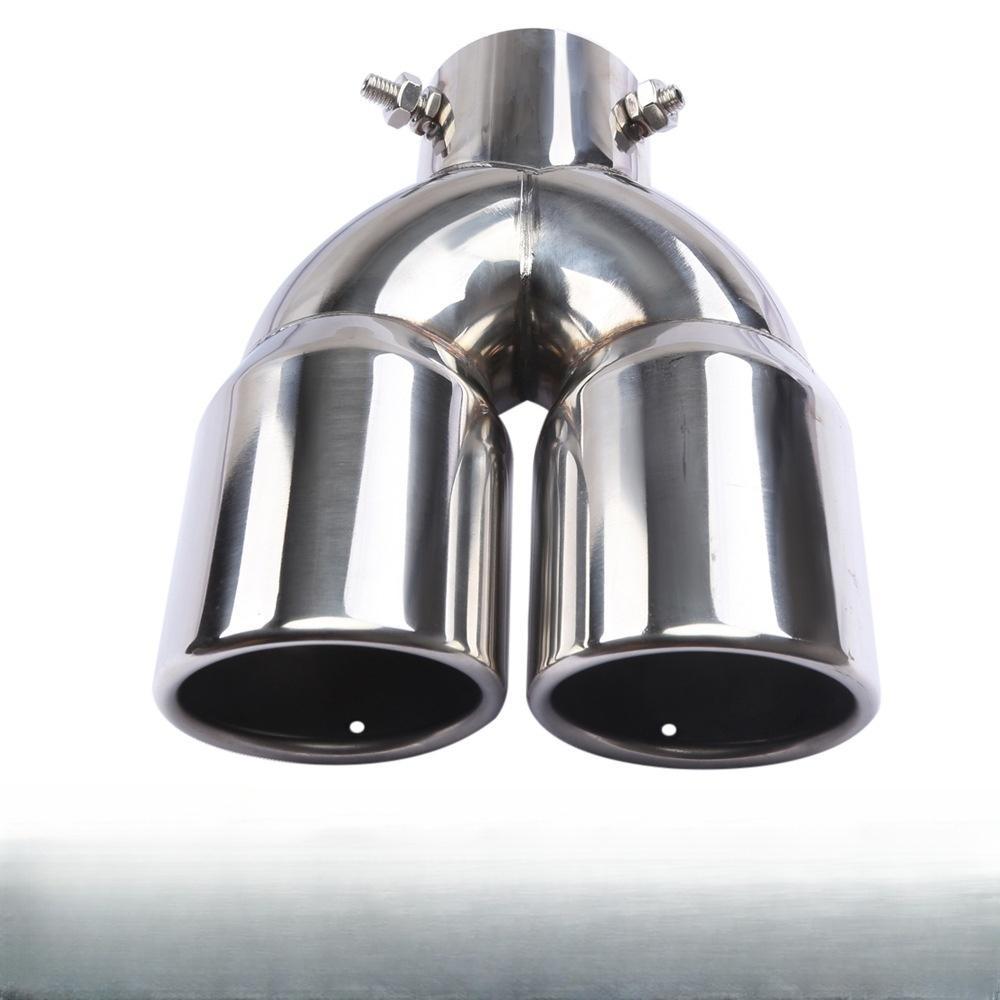 Adjustable dual outlet straight section curved section stainless steel exhaust tailpipe 63-76mm one out of two car modification
