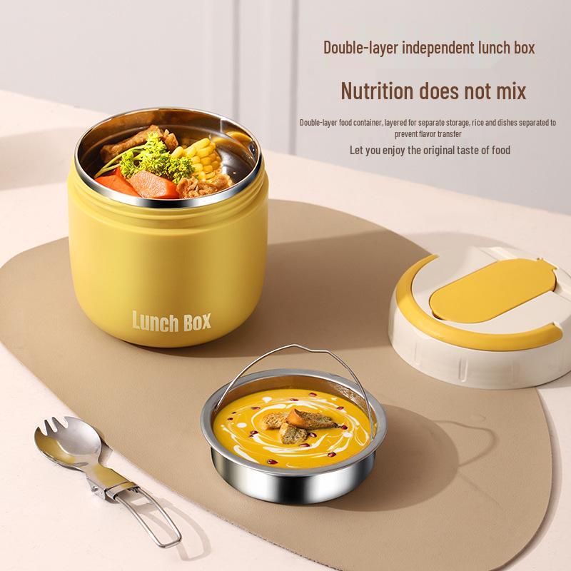 304 Stainless Steel Double-Layer Leak-Proof Insulated Bento Lunch Box with Food Compartments