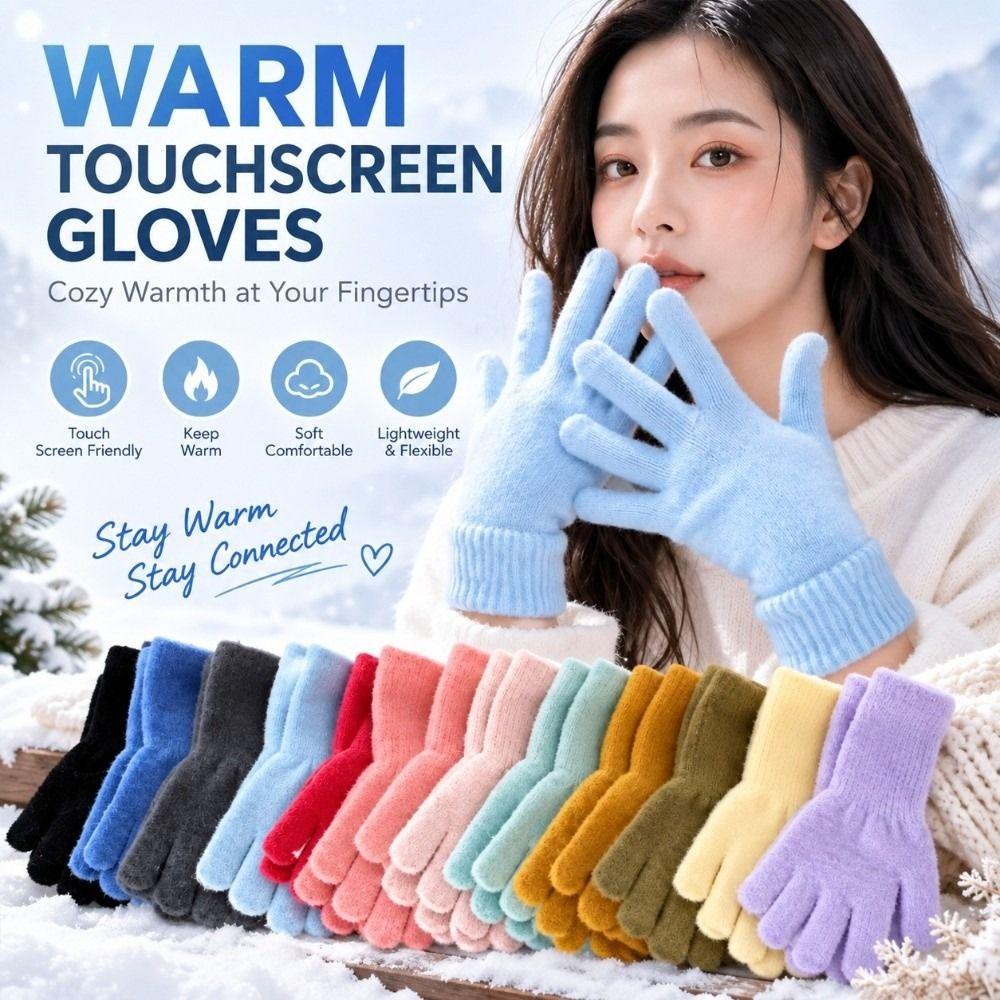 1 Pair Warm Insulation Knitted Glove Touchscreen Winter Glove Durable Warm Handwear Outdoor