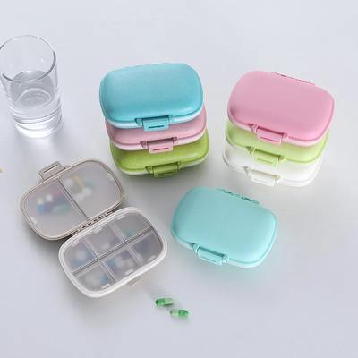 8 Fächer Pillendose Organizer Behälter für Tabletten Reise Kleine Tablettenbox Weizenstroh Medizinbehälter Organizerboxen