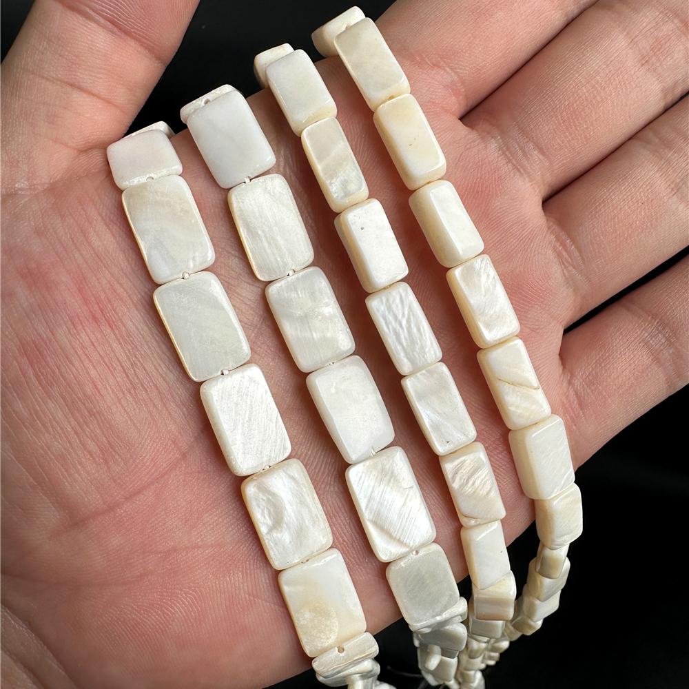 White Rectangular Mother of Pearl Shell Beads Natural Shell Loose Beads For Jewelry Making Bracelet DIY