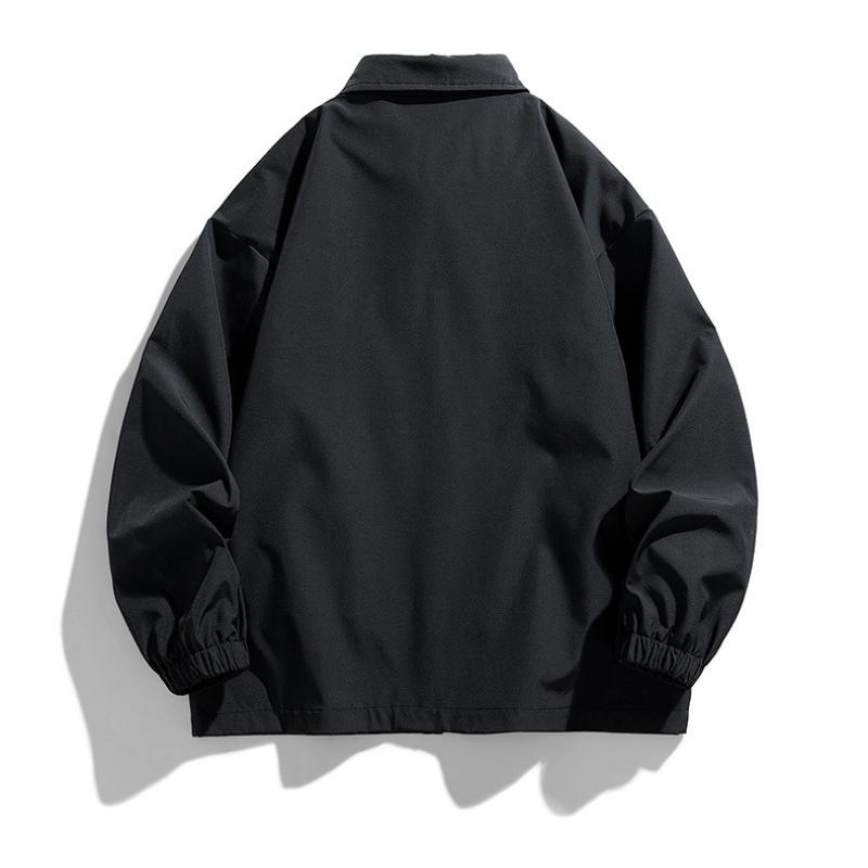 Jakas Minimalist Printed Coach Jacket Men's Models Spring and Autumn Loose Lapel Solid Color Casual Versatile Jacket Men Breathable Work Casual Jacket