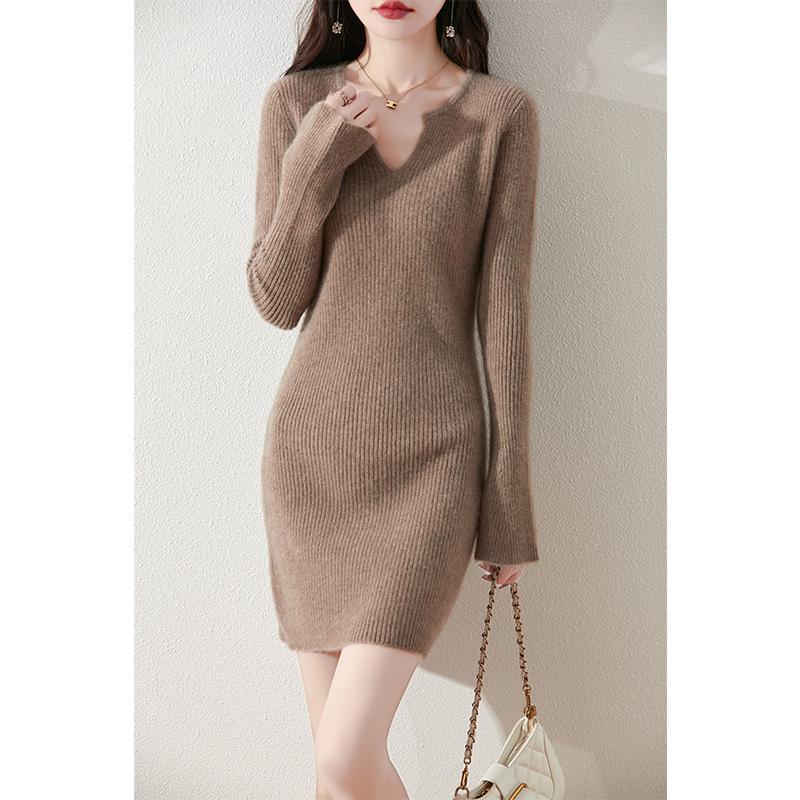 Women's Cashmere Dress Qinghe Cashmere 30% Cashmere 70% Wool Autumn and Winter Cashmere Skirt Soft and Warm