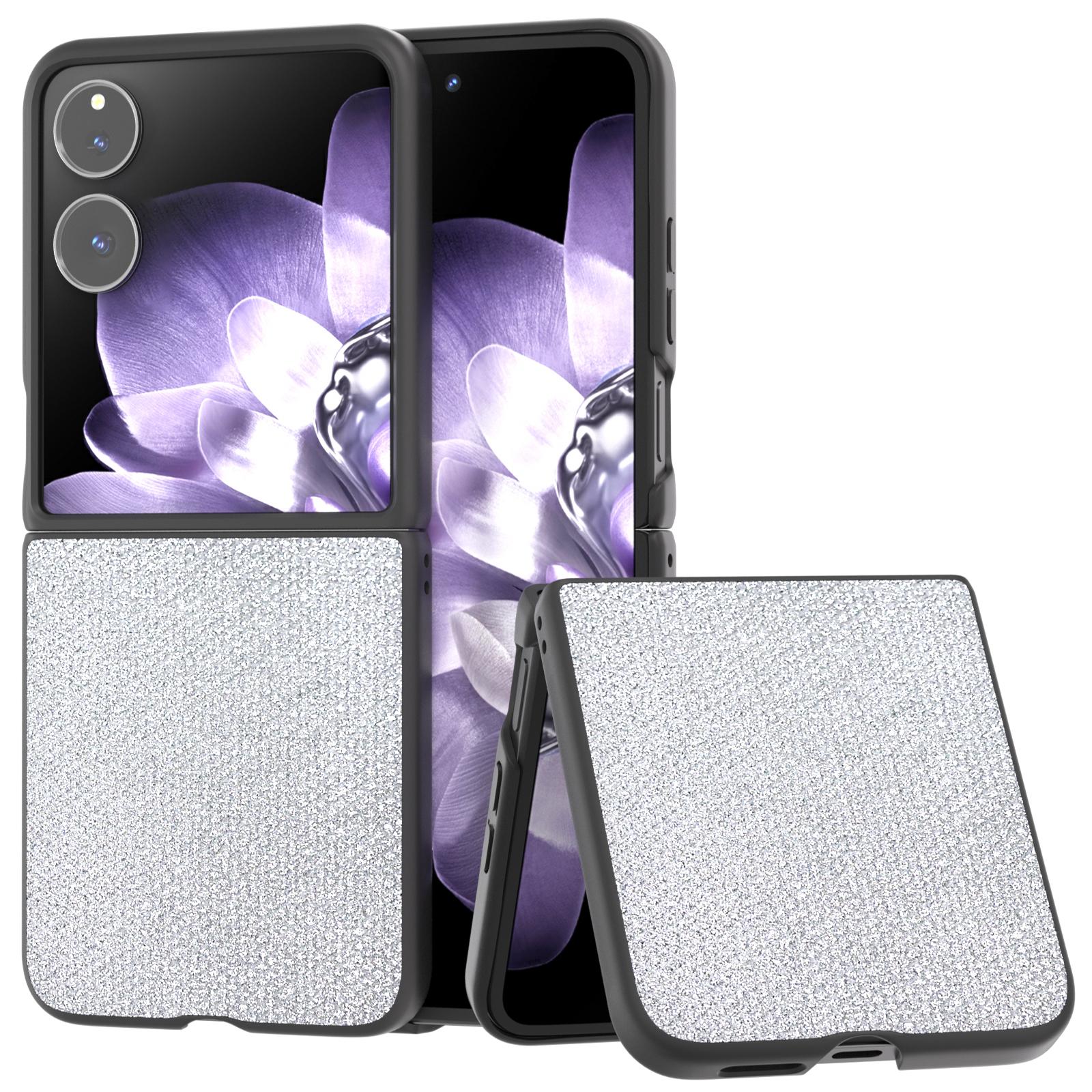

Для Xiaomi Mix Flip 5G Чехол Текстура страза Кожа+ПК Чехол для телефона Silver