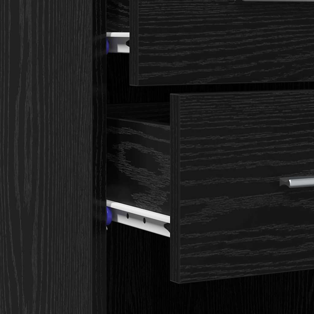 Bookshelf Black Oak Look 30 X 42.4 X 185.2 Cm
