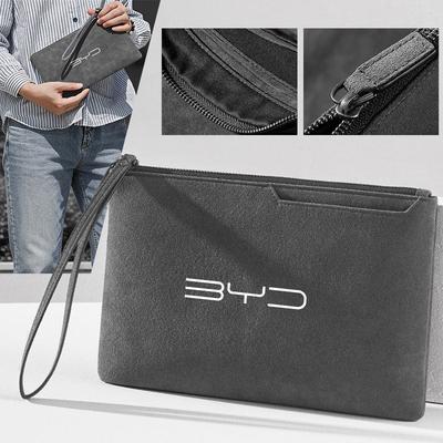 Car Portable Suede Storage Zipper Bag Travel Data Cable Headphone Storage Box For BYD Tang F3 E6 Atto Yuan Plus Song Max F0 G3