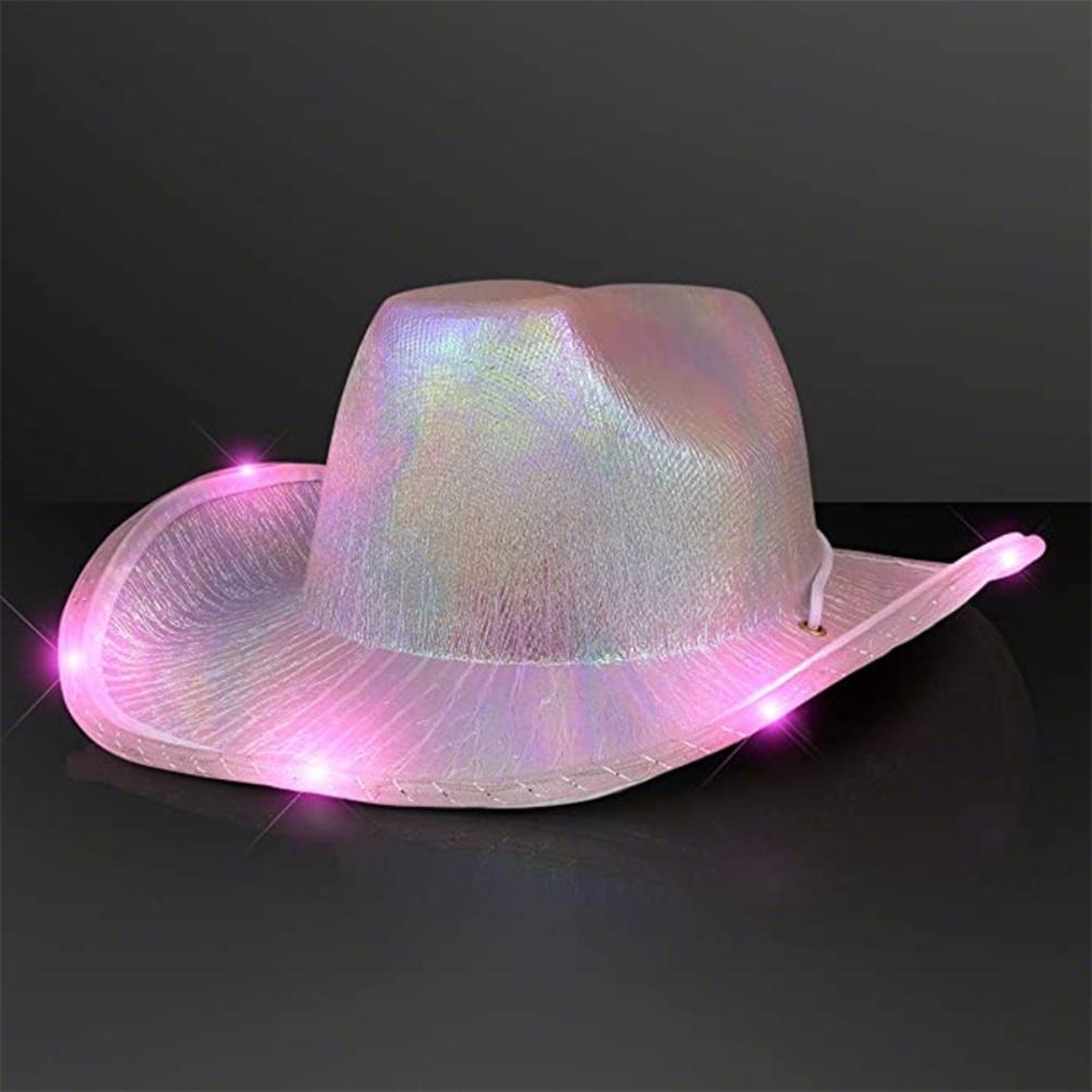 Light Up Cowgirl Hat Colorful Cowboy Hat Halloween Christmas Cow Girl Dress Up Costume Accessories