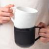 Kubki ceramiczne czarno-białe o dużej pojemności 410 ml, filiżanki do kawy, kubek z uchwytem do użytku domowego i restauracyjnego
