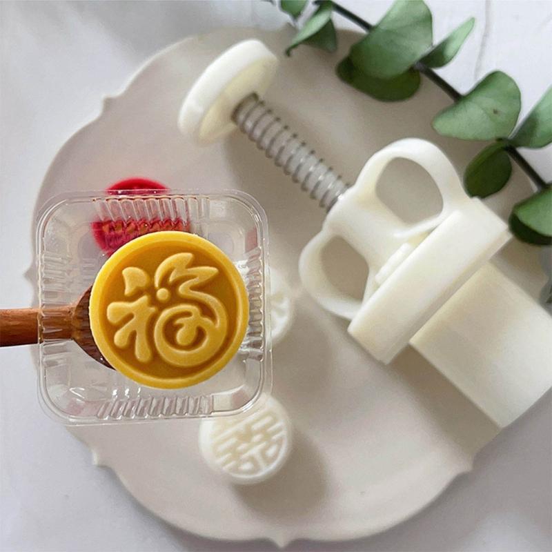 20g Plastic Mooncake Mould Chinese Words Shaped Mooncake Stamp DIY Kitchen Baking Accessories for Mid-Autumn Festival