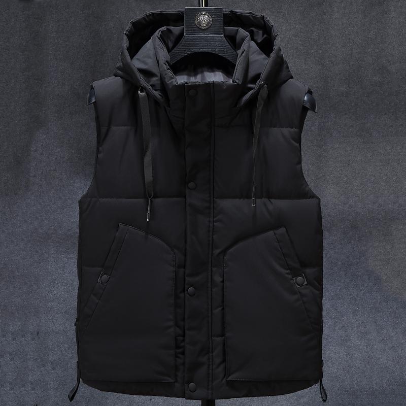 Plus Size L-7XL Winter Sleeveless Jacket for Men Outerwears Casual Loose Warm Vest Hooded