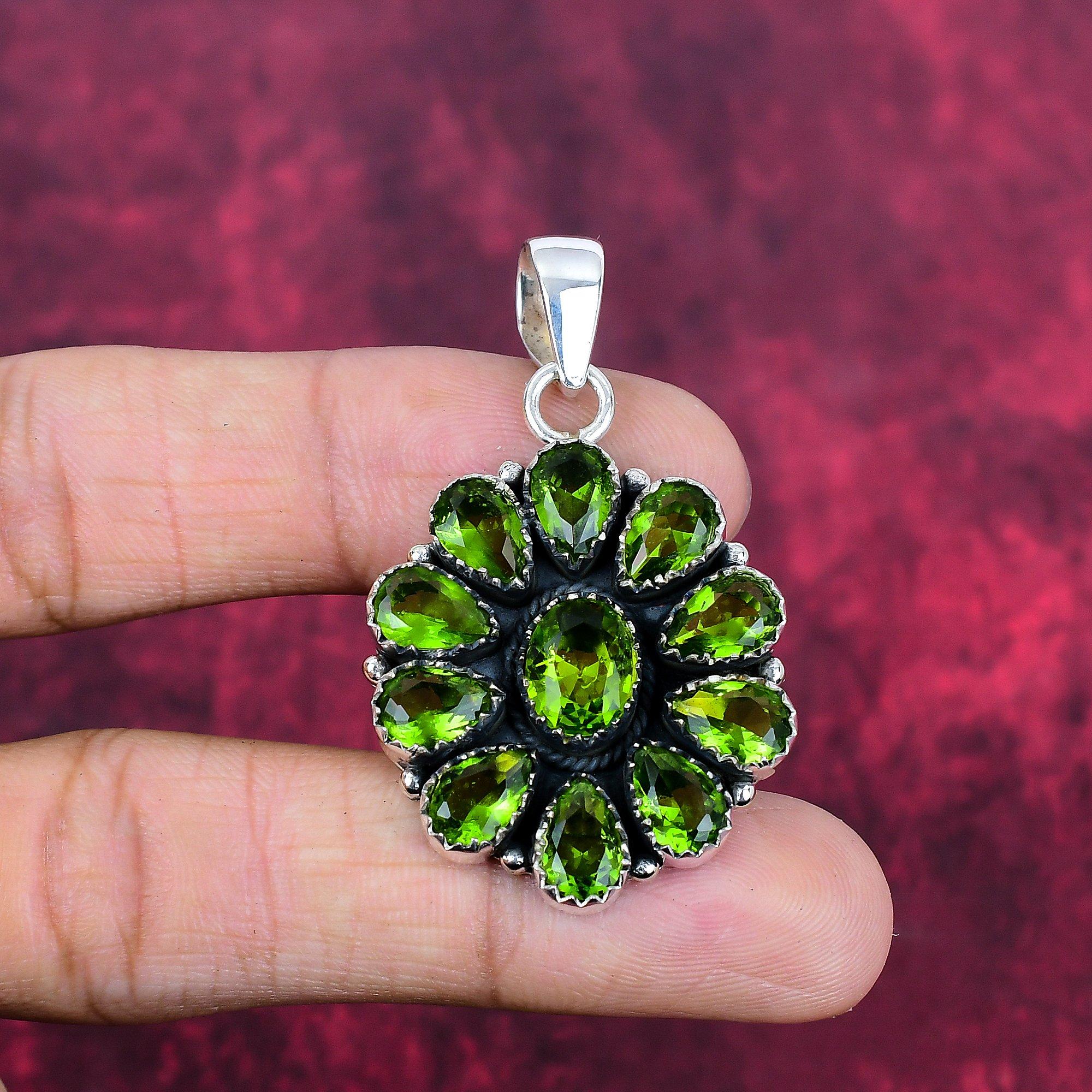 

Подвеска с драгоценным камнем перидот, кулон из цельного серебра 925 пробы, ювелирное изделие ручной работы, кулон с камнем по дате рождения, подарок для него 1.77 Inches