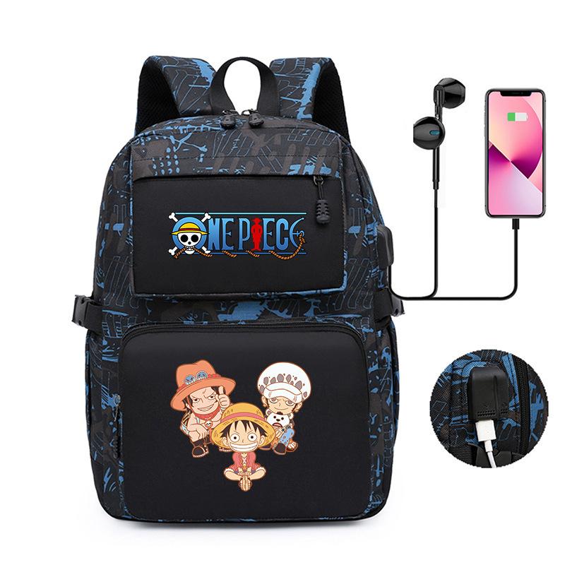 Popular One Piece Periphery, Printed Backpack, Large-Capacity Schoolbag For Young Students, Usb Computer
