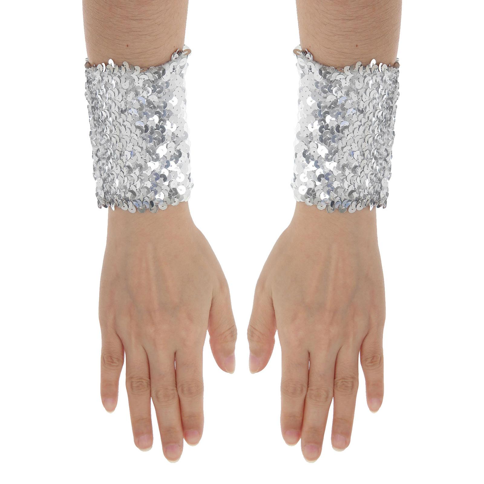 

Фестиваль Carnivel Аксесуари для вечірки 1 пара Жіночі жіночі блискучі блискітки Еластичний рукав срібний