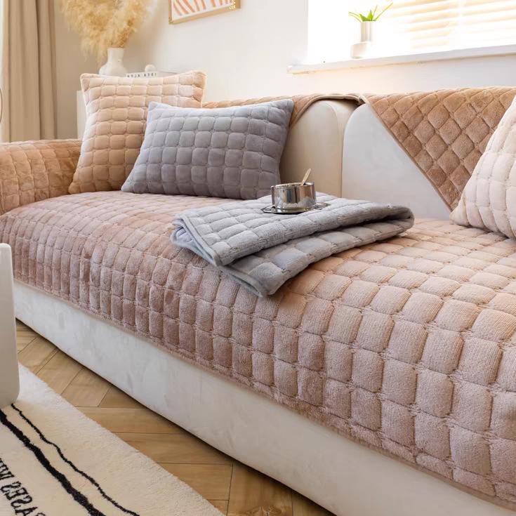 Flannel Practical Sofa Cushion, Simple and Fashionable Plush Cushion, Thickened Flannel Sofa Towel for All Seasons