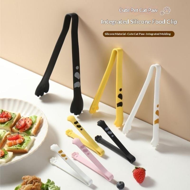 Cute Cat Paw Food Serving Tongs Non-slip Heat Proof 1PC Food Grade for Baking Barbecue Sandwich Ice Kitchen Use