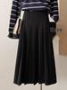 Gray Wool Blend High-Waisted Pleated Skirt for Petite Figures - Mid-Length A-Line Autumn Design