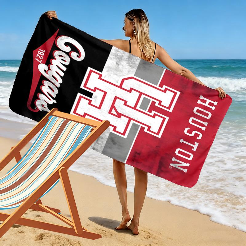 Houston Cougars Print Beach Towel, Large Soft Quick Dry Towel for Beach Camping Swimming