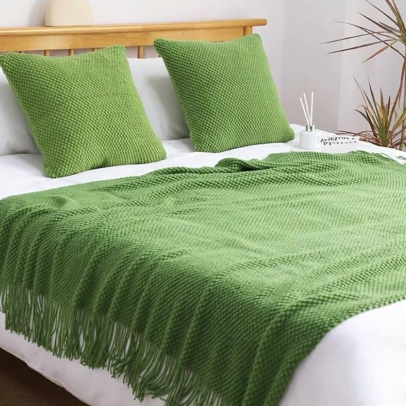 

Morandi Knitted Blanket Homestay Bed Runner Living Room Napping Cover Carpet Soft Skin Friendly Sofa Blankets Multi Functional Covers Carpet 1pcs 130x170cm