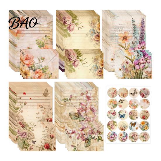 Writing Paper for Gift Giving Watercolor Letterhead Set, Envelopes Letter And Stickers Kit, Handwritten Correspondence Birthday Messages Stationery