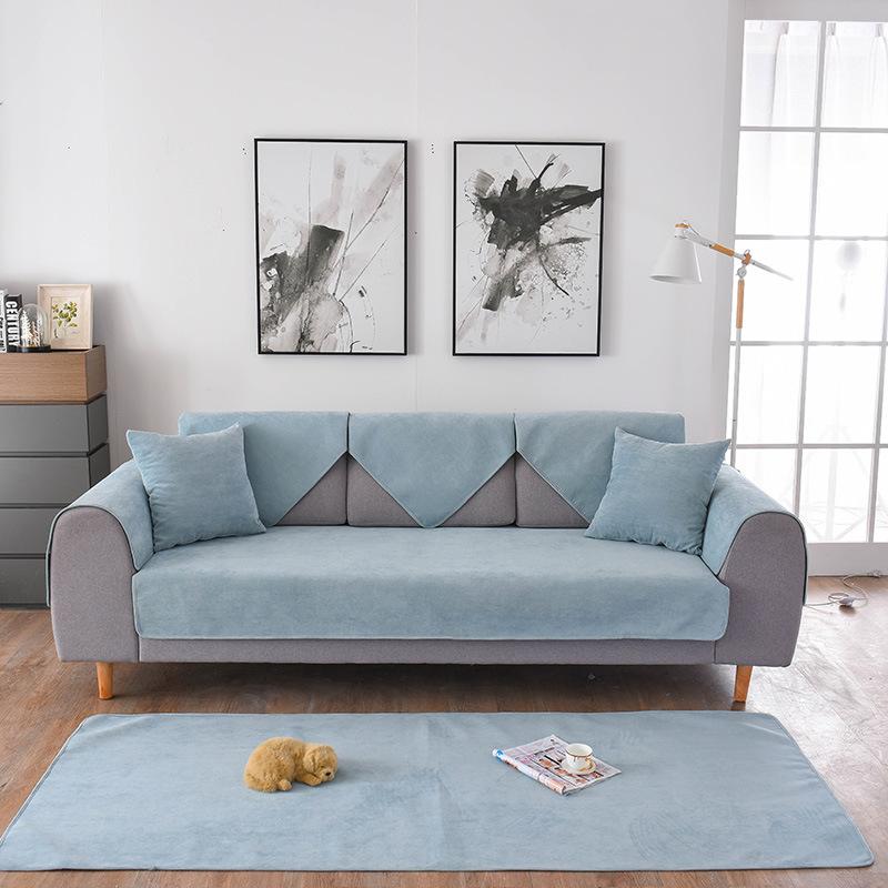 Velvet Non-Slip Waterproof Solid Color Sofa Cushion Modern Minimalist Waterproof To Prevent Leakage of Urine Sofa Cover Slipcover