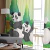 Three Pandas Playing In The Park Luxurious Chiffon Sheer Curtains for Living Room Bedroom Decoration Window Voiles Tulle Curtain