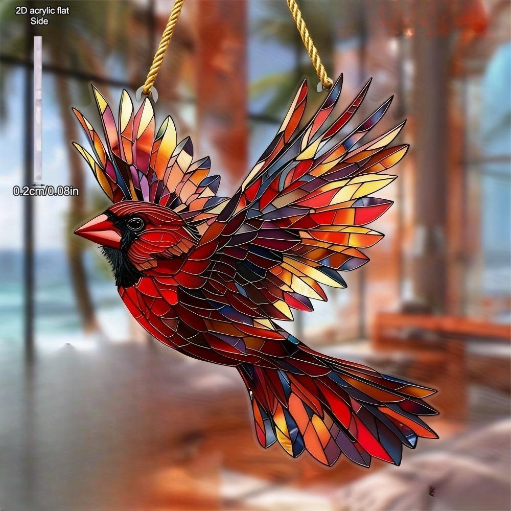 Colorful Cardinals Sun Catcher Acrylic Ornamen Sign, Nurseries, Vintage Home Decor Wall for Bar Kitchen, Restaurant Shop Wall Decor, Farmhouse Lake Li