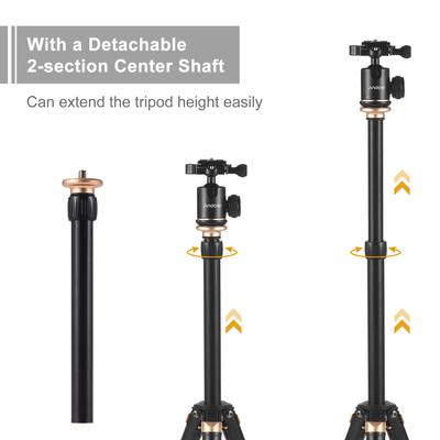 Andoer Tragbares Kamerastativ aus Aluminiumlegierung, 360 Grad drehbarer Kugelkopf, 5 kg/11 lbs Tragkraft