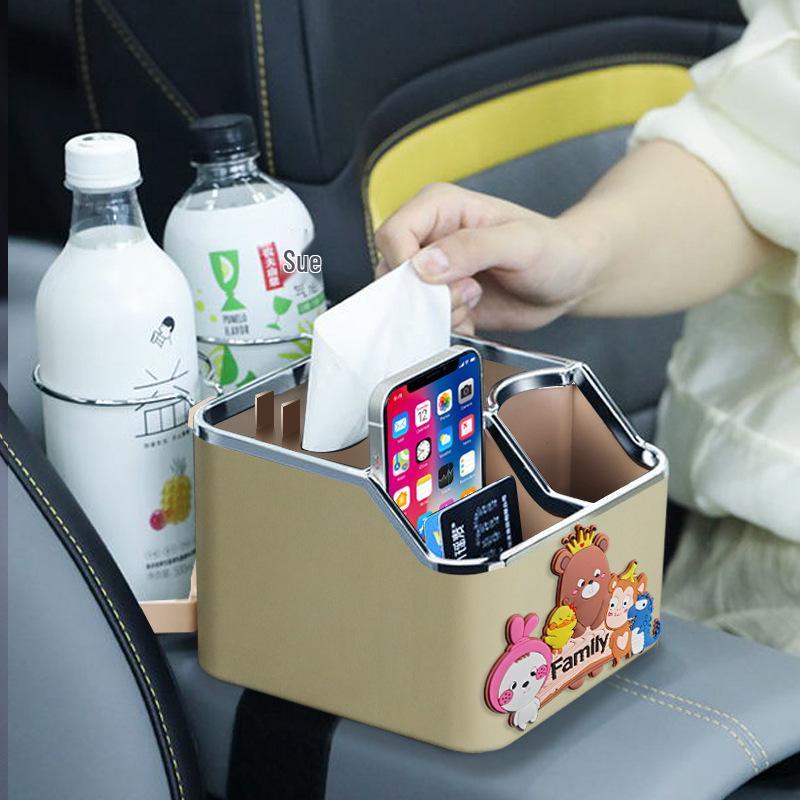 Multifunctional Car Tissue Holder & Storage Box - Cartoon Design
