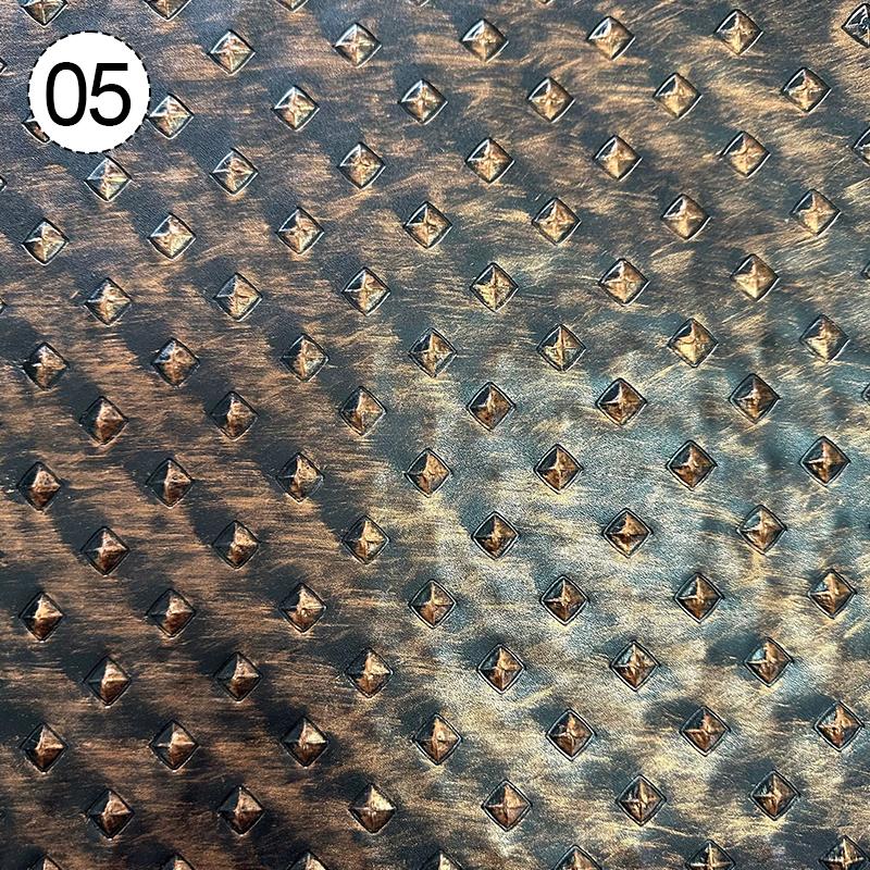 Retro Metallic Embossed Diamond Leather Fabric Hard Leather For Diy Clothes Armor Stage Costume Sliding Door Soft Bag Upholstery