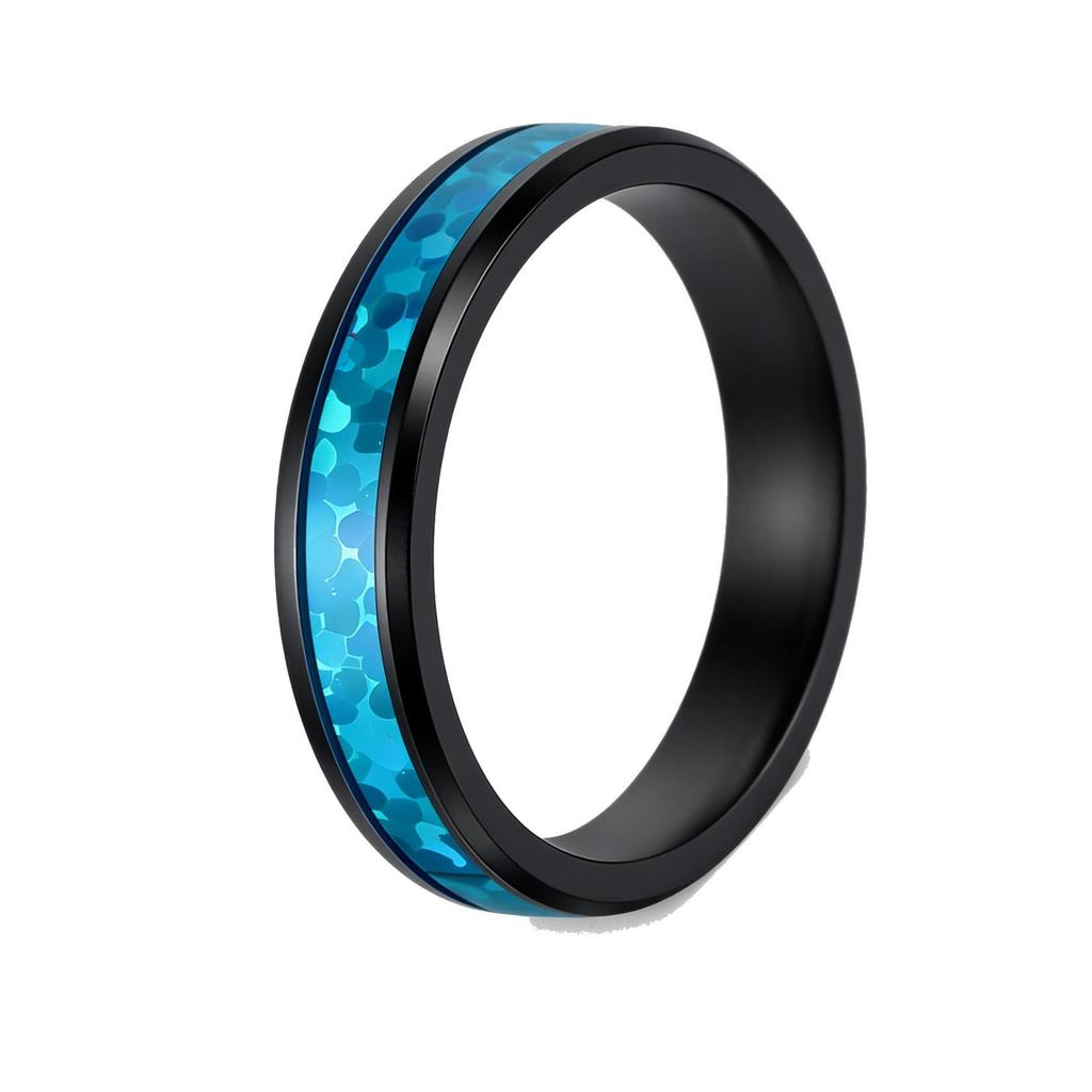 Cross-Border Stainless Steel Couple Wedding Rings with Turquoise, Opal & Seal Designs