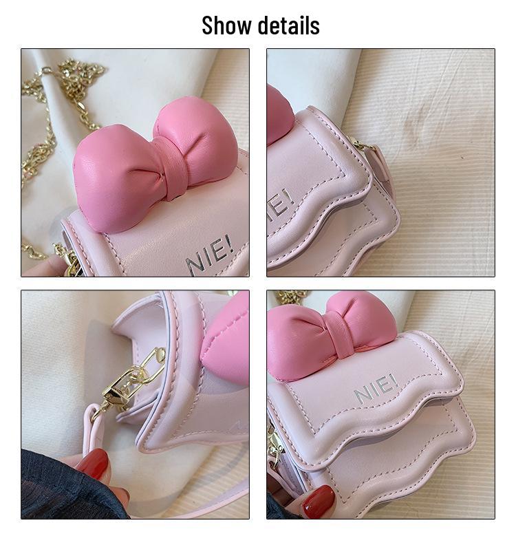 2024 Embossed Bow Mini Crossbody: Sweet Chain Bag for Girls