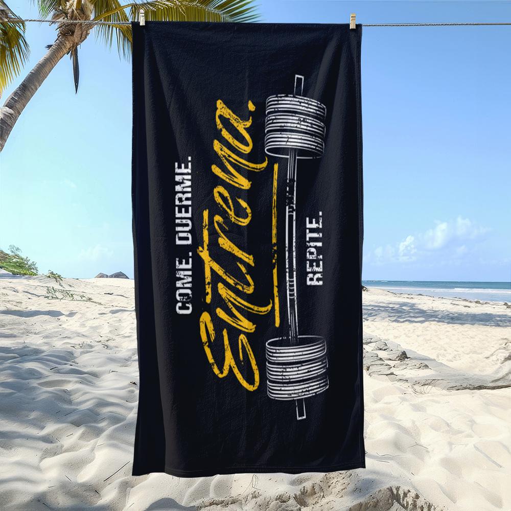 

1pc Gym Motivational Beach Towel, Polyester Lightweight Quick Dry Soft Towel, Barbell Entrena Design, for Swimming Surfing Cam W40*H60(CM)