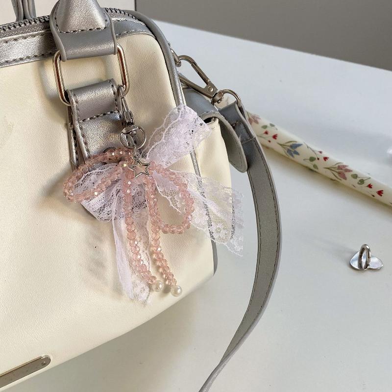 Y2K Aesthetic  Lace Bow Keychain Ins Sweet Bow Keyring Bag Pendant Delicate Backpack Hanging Decoration Gifts