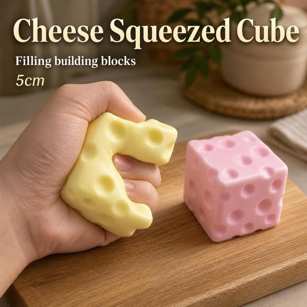 5cm Crackling Cheese Pinch Sound Effects Cheese Squishy Toy TPR Fidget Toy  Office Desk Toy