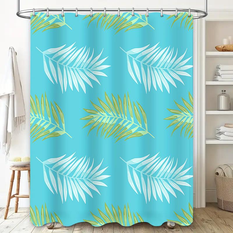 Vibrant Leaves Shower Curtain Fresh Green White Palm Leaf Design Waterproof Bath Decor For Bathroom Brighten Up Your Home With T