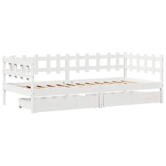 VidaXL Lit de jour et tiroirs sans matelas blanc 80x200 cm bois massif 3302133