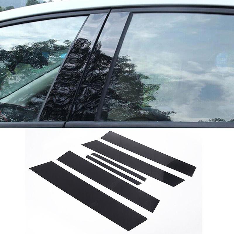 6Pcs Car Glossy Black Pillar Post Sticker Trim For Honda Civic Sedan 2006-2011 Auto Door Window Exterior Molding Decal Parts