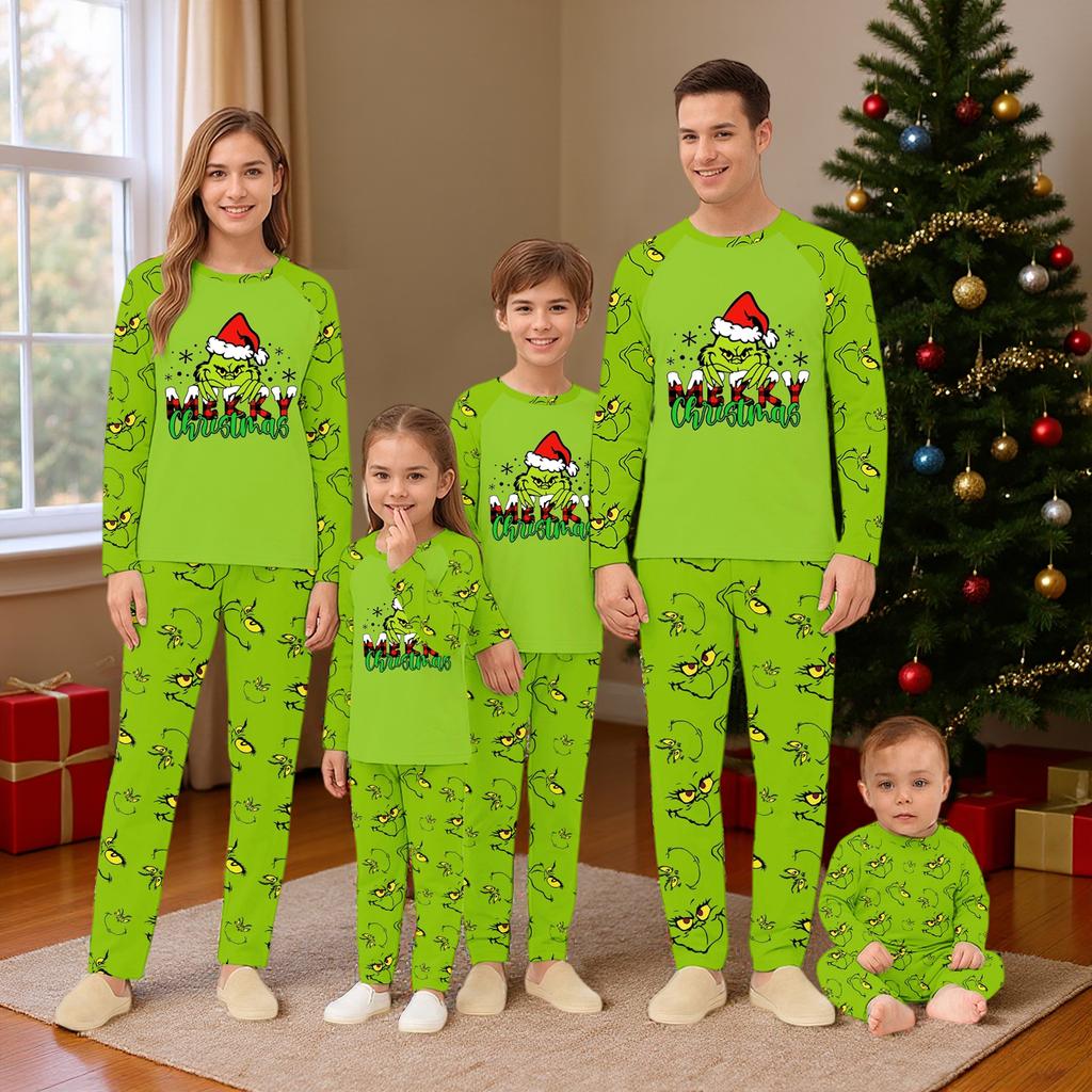 Cartoon Letters Print Family Matching Long Sleeved Parent-child Suit Home Clothes Suit Fall