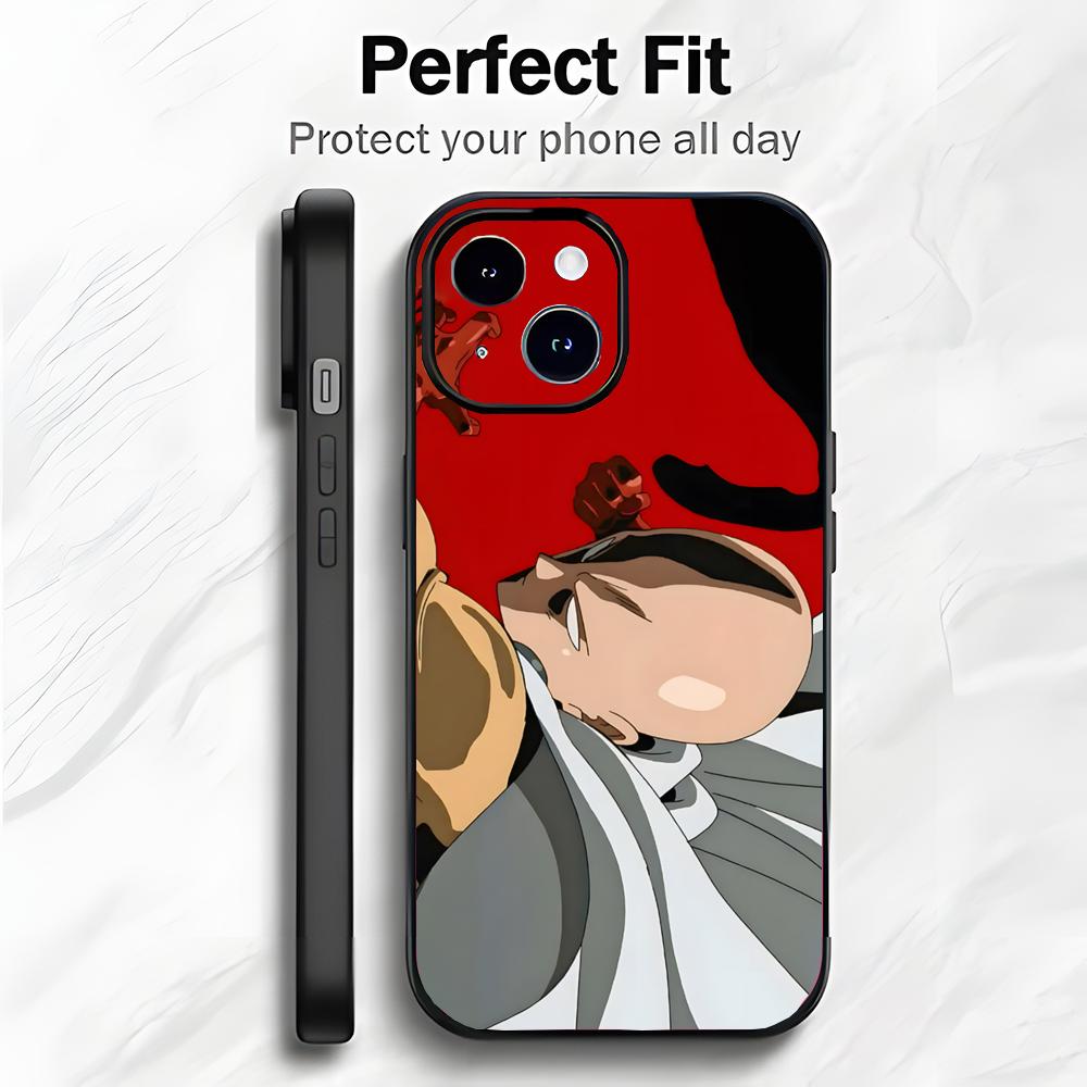 Epic Humorous Japanese Anime O-One Punch Man Phone Case Phone Case Soft Packaging Lightweight For iPhone17 16 15 14 13ProMax