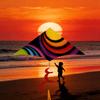 Colorful Rainbow Triangle Kite for Kids with Spiral Tail