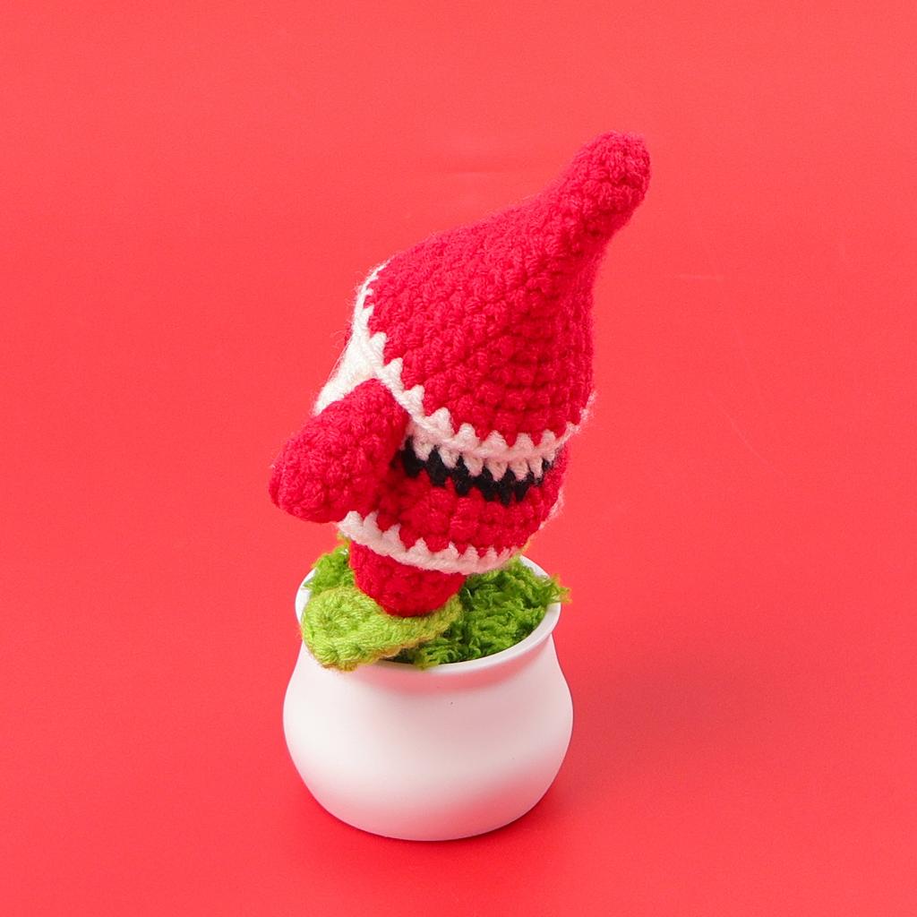 Creative Handmade Knitted Santa Claus Doll Potted Christmas Gift Cute Wool Crochet Santa Claus Potted Christmas Home Decoration