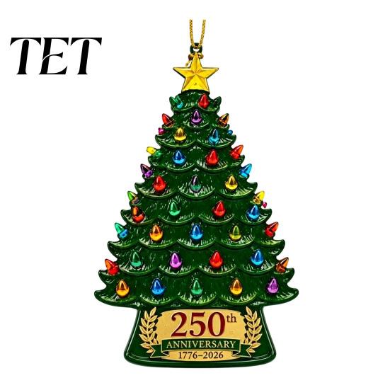 Hanging Pendant for Tree 250 Anniversary USA Christmas Ornament, 1776-2026 2D Acrylic Window Years America Decoration Patriotic Home Decor Collection