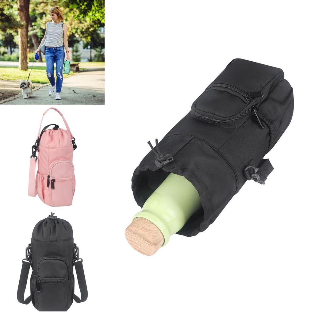 Oxford Water Bottle Sling Bag Durable And Stylish Water Bottle Carrier For Walking And Hiking Black